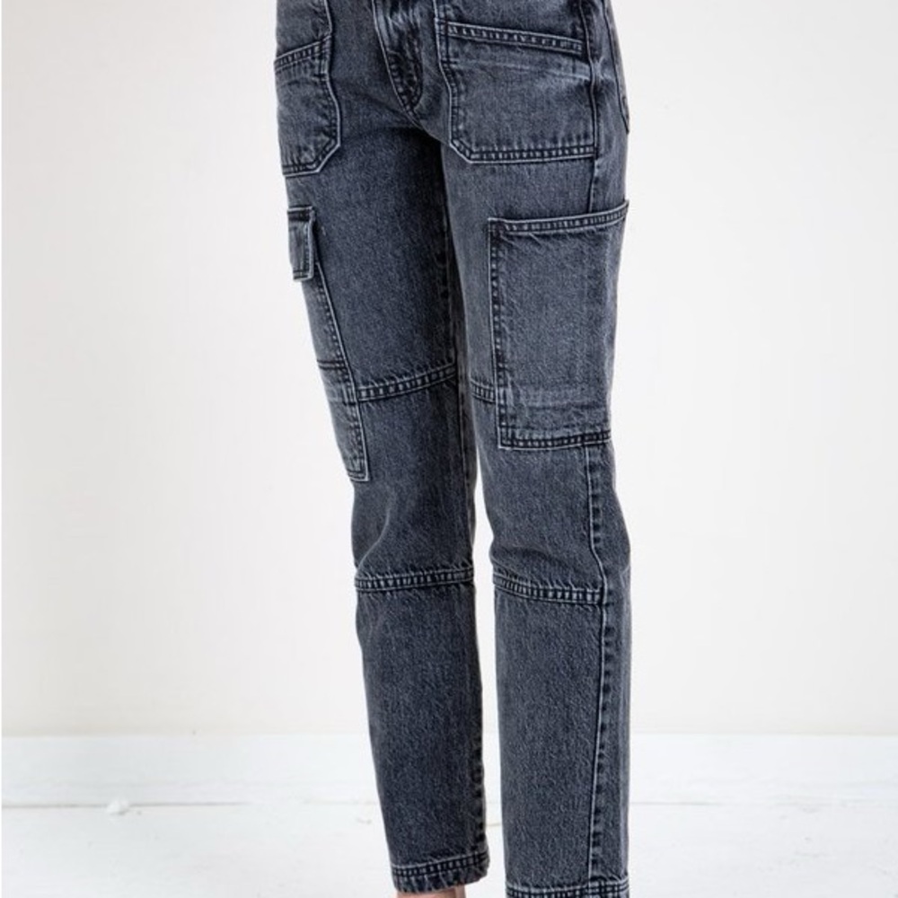 SLVRLAKE Women's High Rise Jeans in blackish grey acid wash